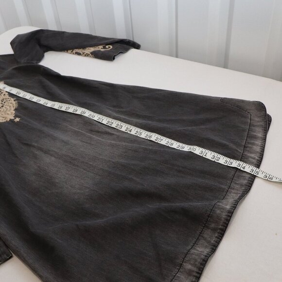 Johnny Was Womens Neema Tunic Dress Gray Chambray Embroidery Size Small EUC - Picture 11 of 11